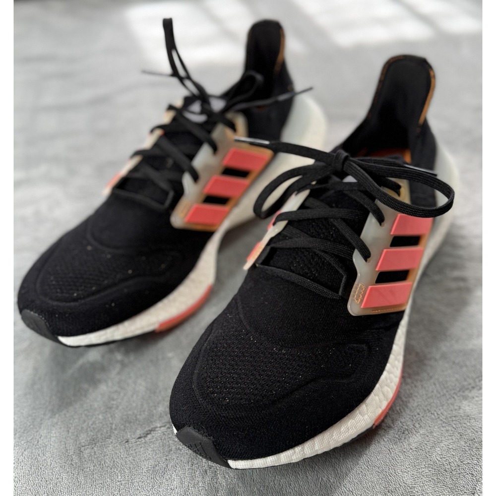 Adidas Ultraboost 22 Shoes Mens‎ Size 10.5 Black Orange Running Parley GX5464